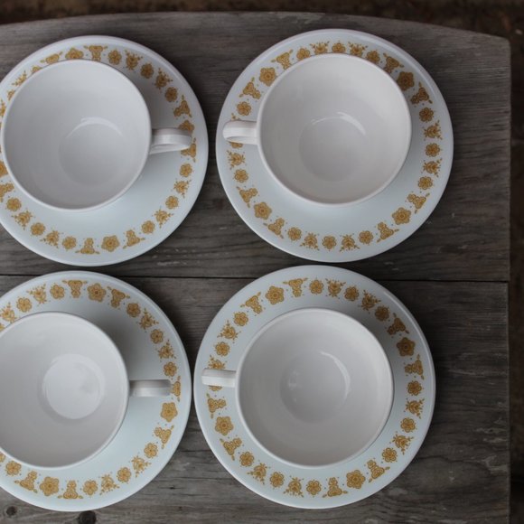 Vintage Corelle Livingware by Corning Butterfly Gold Cups and Saucers Se… - Picture 3 of 10